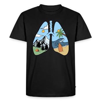 poumons, été, nature et aventures - T-shirt Premium bio Homme - noir - Devant - Nico (187cm)