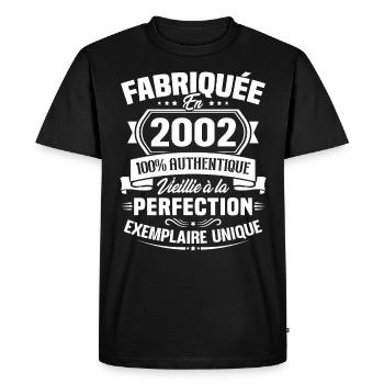 Fabriquée en 2002 - Cadeau d'anniversaire 20 ans - T-shirt Premium bio Homme - noir - Devant - Nico (187cm)