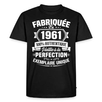 Fabriquée en 1961 - Cadeau d'anniversaire 62 ans - T-shirt Premium bio Homme - noir - Devant - Nico (187cm)
