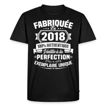 Fabriquée en 2018 - Cadeau d'anniversaire 5 ans - T-shirt Premium bio Homme - noir - Devant - Nico (187cm)