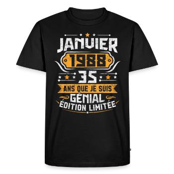 Rétro Cadeau D'anniversaire 35 Ans Janvier 1988 - T-shirt Premium bio Homme - noir - Devant - Nico (187cm)