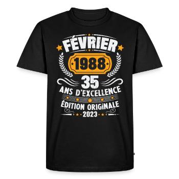 Cadeau D'anniversaire 35 Ans Février 1988 Vintage - T-shirt Premium bio Homme - noir - Devant - Nico (187cm)