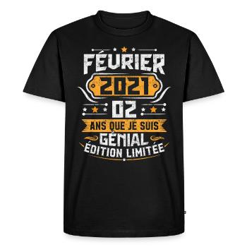 Rétro Cadeau D'anniversaire 2 Ans Février 2021 - T-shirt Premium bio Homme - noir - Devant - Nico (187cm)
