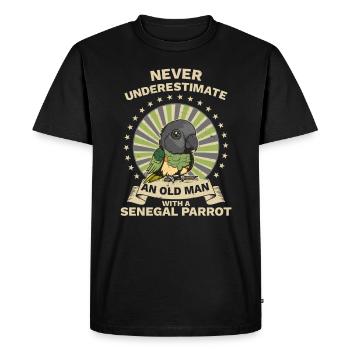 Sénégal Perroquet Tête de Maure Perroquet Perroquet Rétro - T-shirt Premium bio Homme - noir - Devant - Nico (187cm)