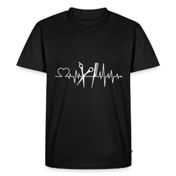 Coiffe coiffure Coeur Coupe de cheveux Idée cadeau - T-shirt Premium bio Homme - noir - Devant - Nico (187cm)