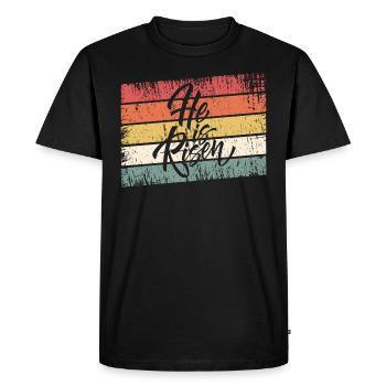 Jésus-Christ - Chemise chrétienne - Il est ressuscité - T-shirt Premium bio Homme - noir - Devant - Nico (187cm)