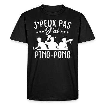 J'peux pas j'ai Ping-pong - T-shirt Premium bio Homme - noir - Devant - Nico (187cm)