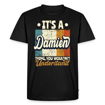 Name Damien Gift Birthday Quote - Men's Premium Organic T-Shirt - black - Front - Nico (187cm)