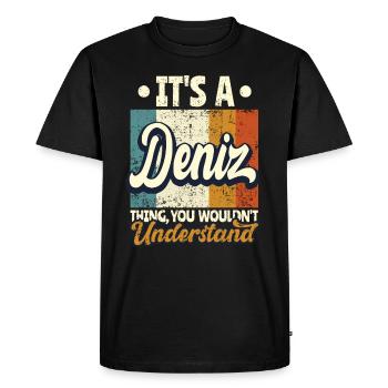 Nom Deniz Cadeau Anniversaire Dire - T-shirt Premium bio Homme - noir - Devant - Nico (187cm)