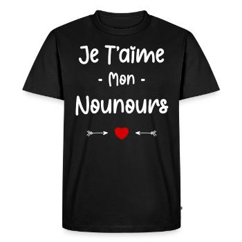 je t'aime mon Nounours - T-shirt Premium bio Homme - noir - Devant - Nico (187cm)