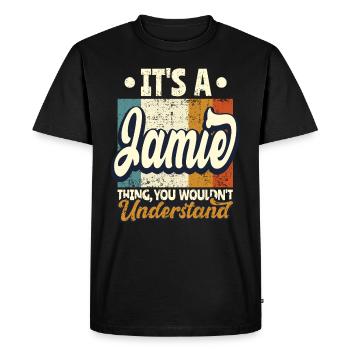 Name Jamie Gift Birthday Quote - Men's Premium Organic T-Shirt - black - Front - Nico (187cm)