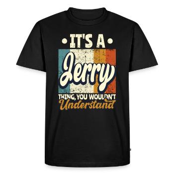 Nom Jerry Gift Citation d’anniversaire - T-shirt Premium bio Homme - noir - Devant - Nico (187cm)