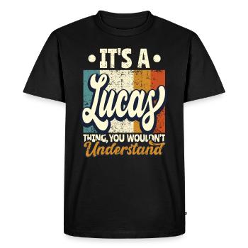 Name Lucas Gift Birthday Quote - Men's Premium Organic T-Shirt - black - Front - Nico (187cm)