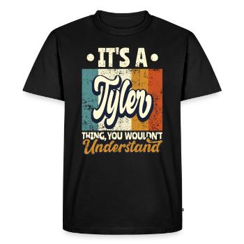 Name Tyler Gift Birthday Quote - Men's Premium Organic T-Shirt - black - Front - Nico (187cm)