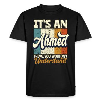 Name Ahmed Gift First Name Personalized - Men's Premium Organic T-Shirt - black - Front - Nico (187cm)