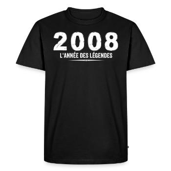 2008 année des legéndes - Cadeau Anniversaire 2008 - T-shirt Premium bio Homme - noir - Devant - Nico (187cm)