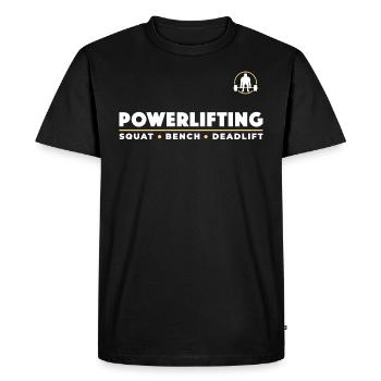 Dynamophilie | Squat | Banc | Soulevé de terre | Gymnase - T-shirt Premium bio Homme - noir - Devant - Nico (187cm)