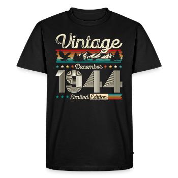 80ème Anniversaire Millésime Décembre 1944 Cru 1944 - T-shirt Premium bio Homme - noir - Devant - Nico (187cm)