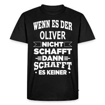 OLIVER - Männer Premium Bio T-Shirt - Schwarz - Vorne - Nico (187cm)