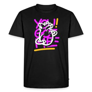 Nous partageons un cœur - T-shirt Premium bio Homme - noir - Devant - Nico (187cm)