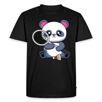Ours panda jouant au badminton, Hobby Sports - T-shirt Premium bio Homme - noir - Devant - Nico (187cm)