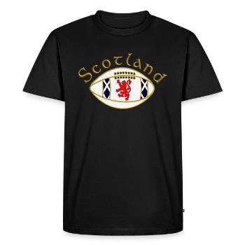 Scotland saltire and red lion rugby sports ball - Men's Premium Organic T-Shirt - black - Front - Nico (187cm)