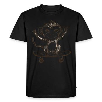 Singe sur skateboard - T-shirt Premium bio Homme - noir - Devant - Nico (187cm)