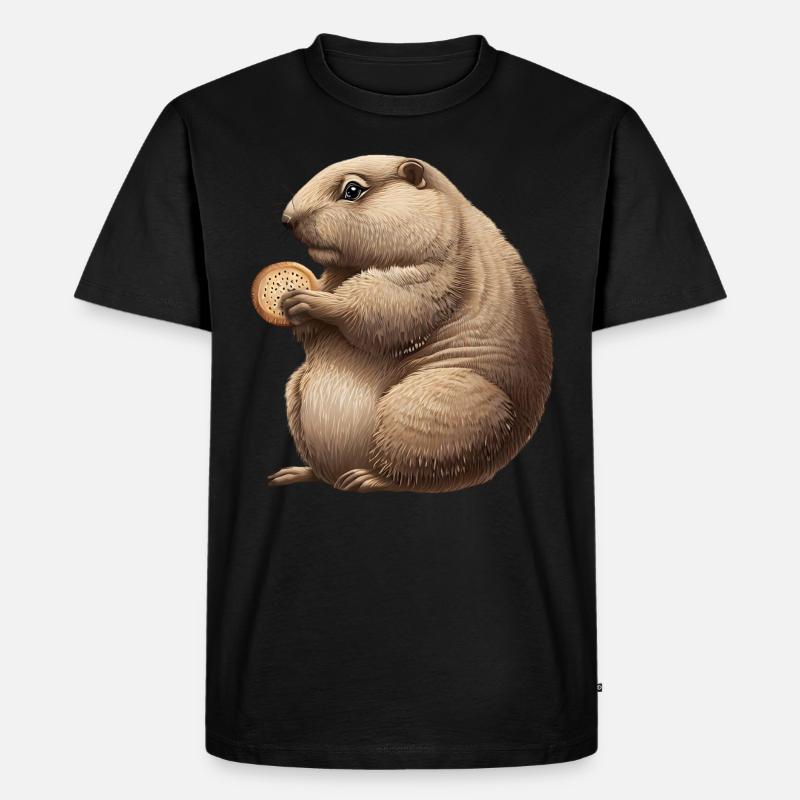 Groundhog mit Cracker - Männer Premium Bio T-Shirt - Schwarz