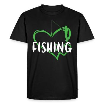 Pêche au cœur de pêcheur - T-shirt Premium bio Homme - noir - Devant - Nico (187cm)