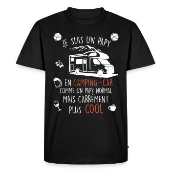 Papy cool en camping-car, le bonheur - T-shirt Premium bio Homme - noir - Devant - Nico (187cm)
