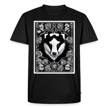 Blaireau dans les fleurs - T-shirt Premium bio Homme - noir - Devant - Nico (187cm)