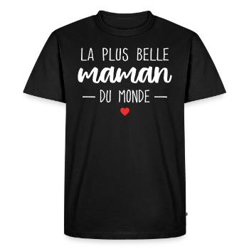 La Plus Belle Du Monde Cadeau Maman - T-shirt Premium bio Homme - noir - Devant - Nico (187cm)