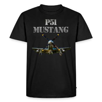 P51 avion, Warbird USA FanShirt - T-shirt Premium bio Homme - noir - Devant - Nico (187cm)
