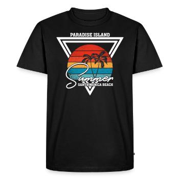 Paradise Island Summer Santa Monica Beach - Men's Premium Organic T-Shirt - black - Front - Nico (187cm)