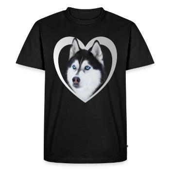 I Love my Husky - Chien coeur - Husky - T-shirt Premium bio Homme - noir - Devant - Nico (187cm)
