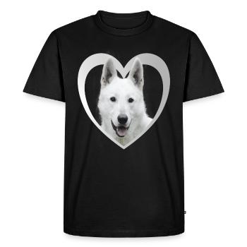 Berger blanc - Coeur de berger blanc - T-shirt Premium bio Homme - noir - Devant - Nico (187cm)