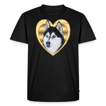Husky - Husky Chien - Husky Siberian - T-shirt Premium bio Homme - noir - Devant - Nico (187cm)