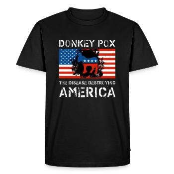 Donkey Pox The Disease Destroying America Funny - T-shirt Premium bio Homme - noir - Devant - Nico (187cm)