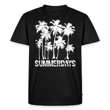 Journées d’été avec palmiers Plage de mer d’été - T-shirt Premium bio Homme - noir - Devant - Nico (187cm)