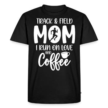 Maman athlétisme courant avec du café et de l’amour - T-shirt Premium bio Homme - noir - Devant - Nico (187cm)