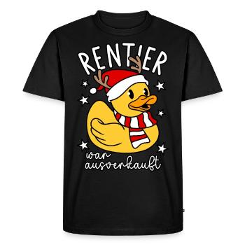 Rentier war ausverkauft - Männer Premium Bio T-Shirt - Schwarz - Vorne - Nico (187cm)
