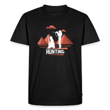 Hunter, wonderful nature - Men's Premium Organic T-Shirt - black - Front - Nico (187cm)