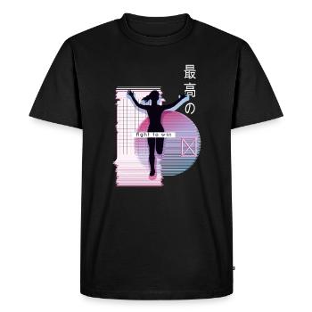 Vaporwave Metaverse Marathon, Trail Running - Men's Premium Organic T-Shirt - black - Front - Nico (187cm)