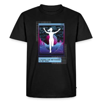 Vaporwave Metaverse Marathon, Trail Running - Men's Premium Organic T-Shirt - black - Front - Nico (187cm)