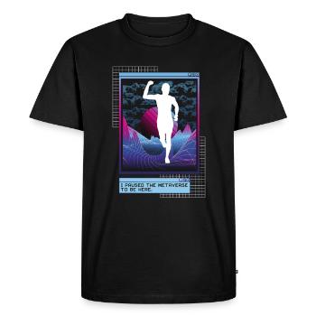 Vaporwave Metaverse Marathon, Trail Running - Men's Premium Organic T-Shirt - black - Front - Nico (187cm)