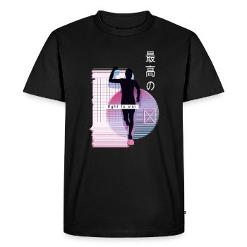 Vaporwave Metaverse Marathon, Trail Running - Men's Premium Organic T-Shirt - black - Front - Nico (187cm)