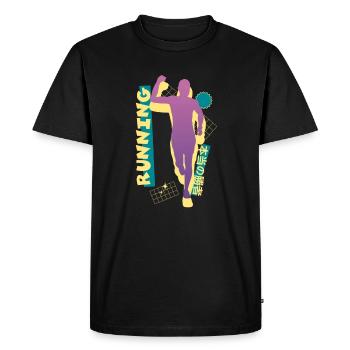 Vaporwave Synthwave Marathon, Trail Running - T-shirt Premium bio Homme - noir - Devant - Nico (187cm)