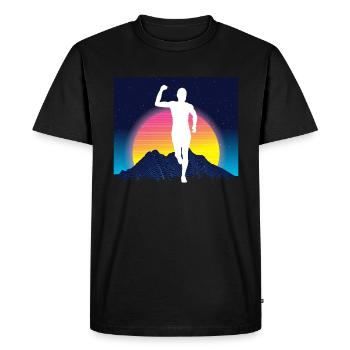 Vaporwave Synthwave Marathon, Trail Running - T-shirt Premium bio Homme - noir - Devant - Nico (187cm)
