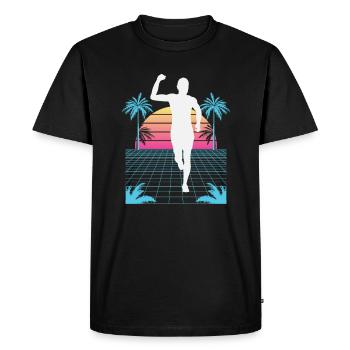 Vaporwave Synthwave Marathon, Trail Running - T-shirt Premium bio Homme - noir - Devant - Nico (187cm)