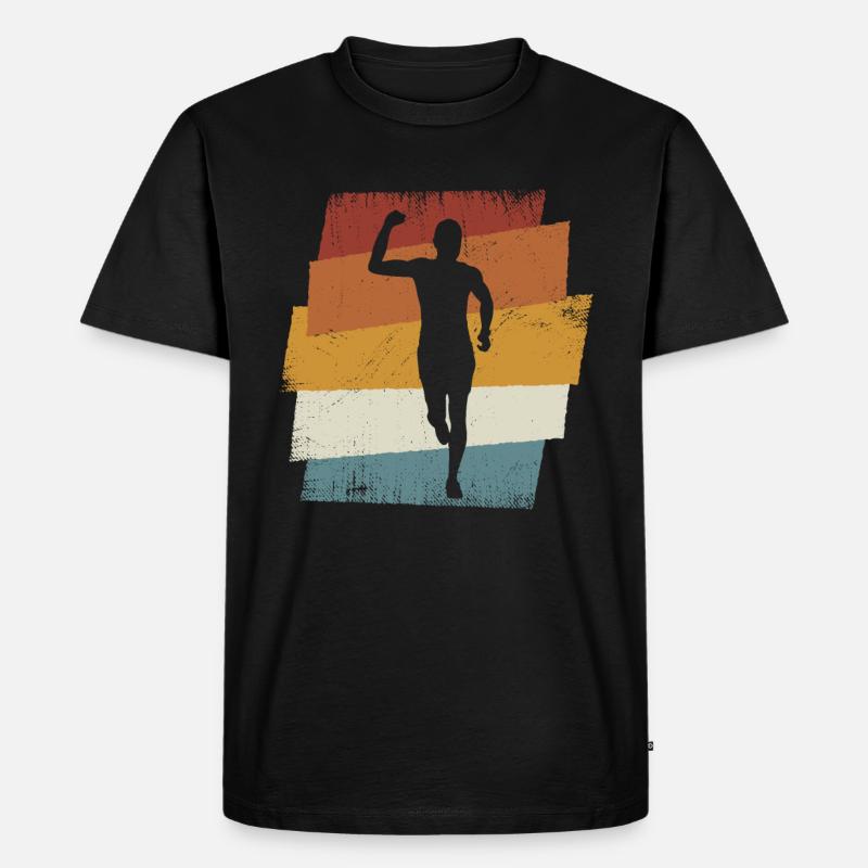 Retro Marathon, Trailrunning - Männer Premium Bio T-Shirt - Schwarz